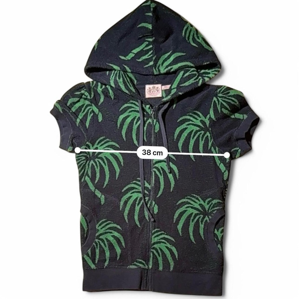 Y2K Juicy Couture terrycloth set navy and green palm tree print small - Picture 4 of 5